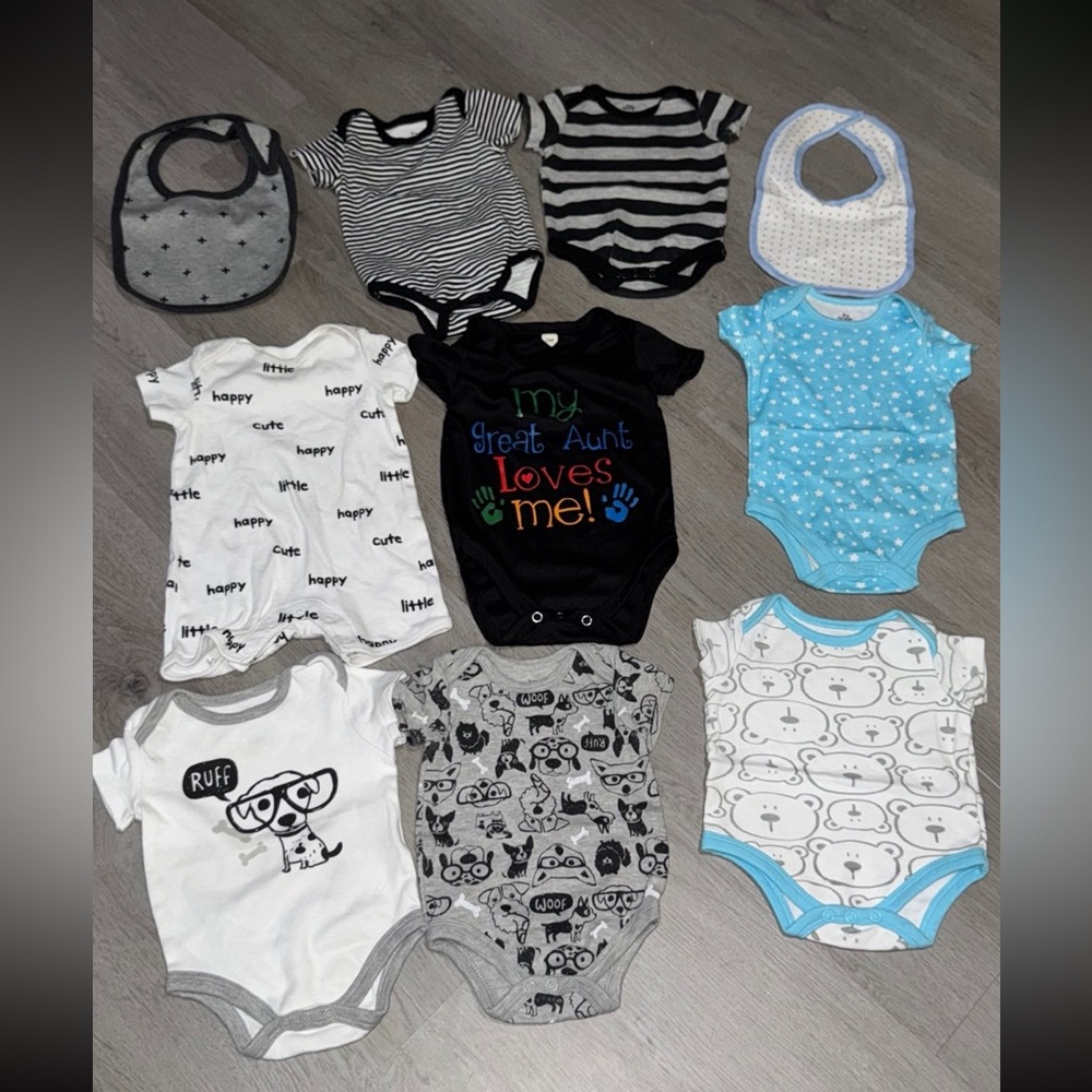 Baby Short Sleeve Onesie Bib Bundle